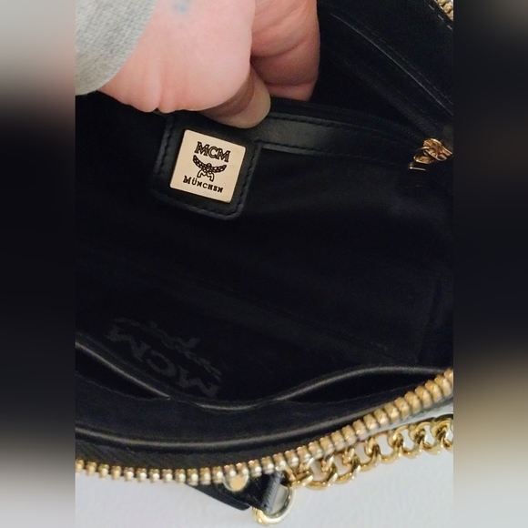 MCM Studded Shoulder Bag Black/Gold - Picture 12 of 14